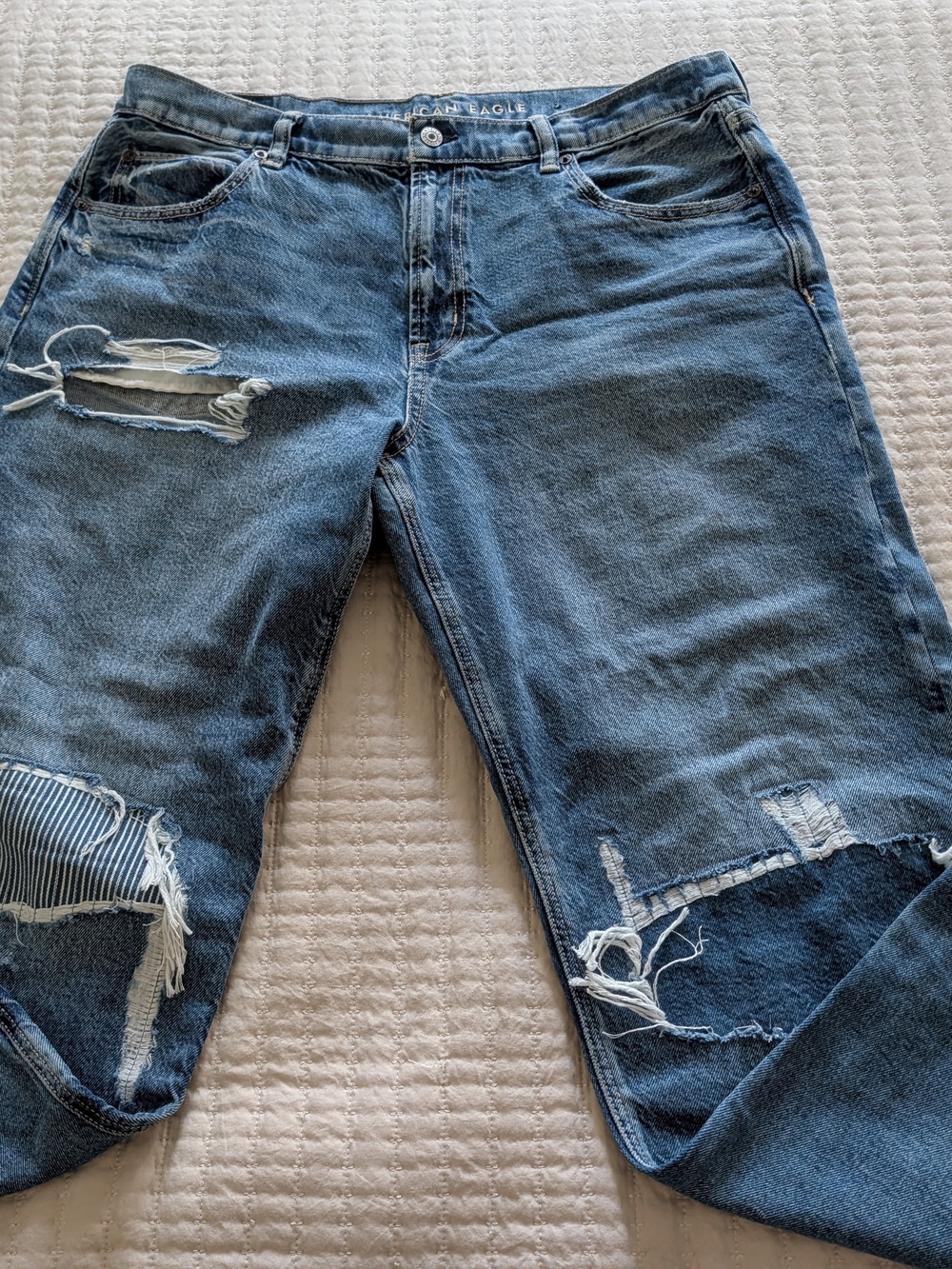 American Eagle Outfitters Distressed Blue Relaxed Jeans